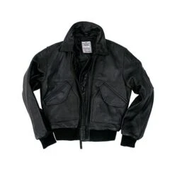 Blouson Pilote En Cuir Noir CWU